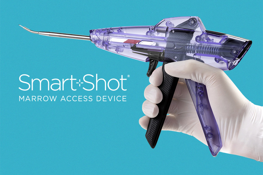 Product image of hand holding Marrow Smart Shot device