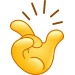 Emoji-like yellow hand making a snapping gesture with it's thumb and finger.