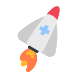 Simple illustration of a rocket flying updwards.